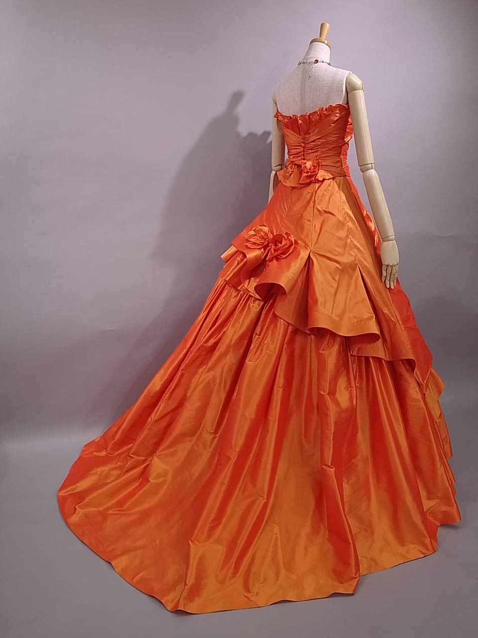 シルクタフタのカラードレス 1116オレンジ（レンタル） ラ・クチュール 
